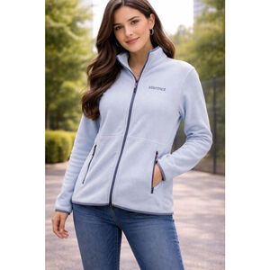 Marmot Women’s Medium Light Blue Fleece Jacket Full Zip Outdoor Hiking